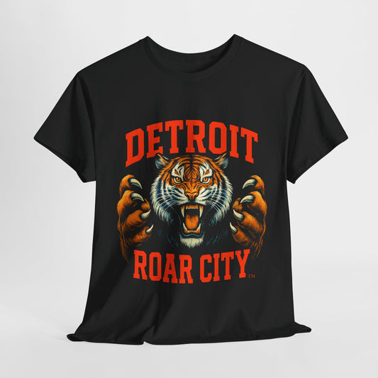Detroit Roar City Unisex Heavy Cotton Tee - Fierce Tiger Graphic Tee