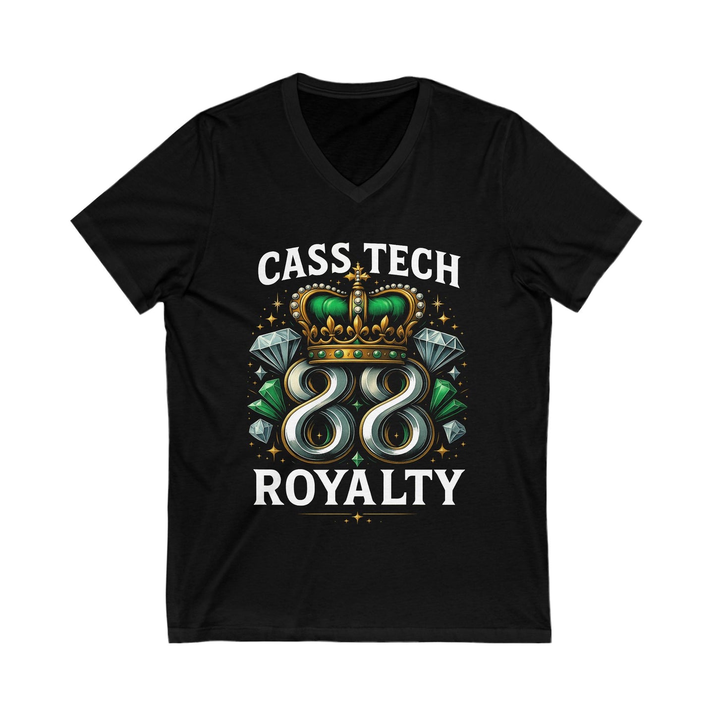 Cass Tech Royalty V-Neck Tee - Unisex Tee, Graduation Gift, High School Pride, Comfortable Fashion, Customizable Apparel