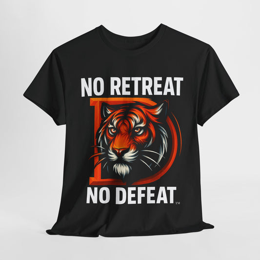 Detroit Roar City - "No Retreat, No Defeat" Inspirational Tiger Design Tee